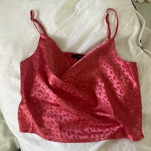 pink silk tank top